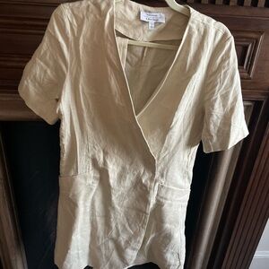 & Other Stories Cream Linen V-Neck Dress with Belt 6